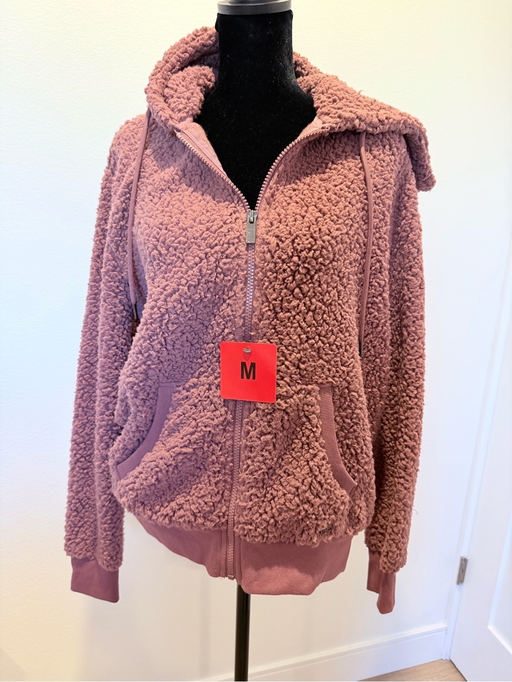 Marc New York Plush Sherpa Zip Hoodie - Mauve Pink - Picture 7 of 7